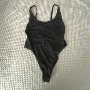 Skims Swim Gunmetal Grey Scoop Neck One Piece Bathing Suit Size XL